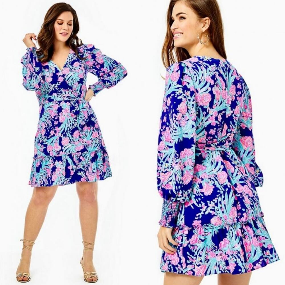 Lilly Pulitzer NWT Rosie Stretch Dress Corsica Blue Toucan Party Pink Size 00
